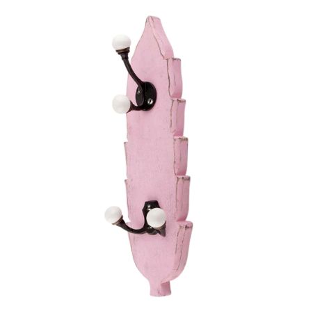 Pink And Black Double Loop Ceramic Iron Wooden Hooks